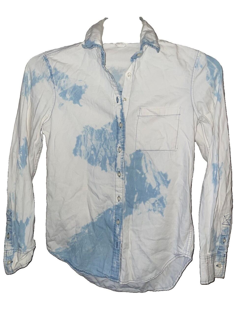 Women’s Lightweight Aeropostale Y2K Light Wash Bleach Look Button Up Sz XS